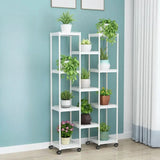 Modern White Square Polymer Indoor Sliding Plant Stand Image - 15