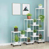 Modern White Square Polymer Indoor Sliding Plant Stand Image - 18