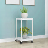 Modern White Square Polymer Indoor Sliding Plant Stand Image - 2