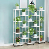 Modern White Square Polymer Indoor Sliding Plant Stand Image - 21