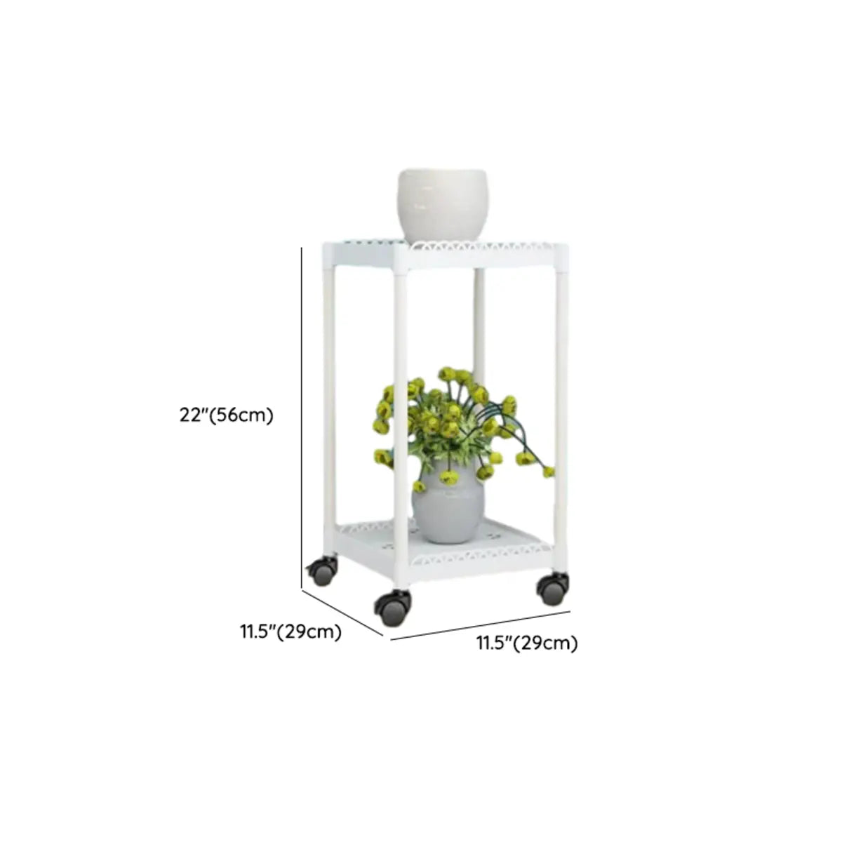 Modern White Square Polymer Indoor Sliding Plant Stand 