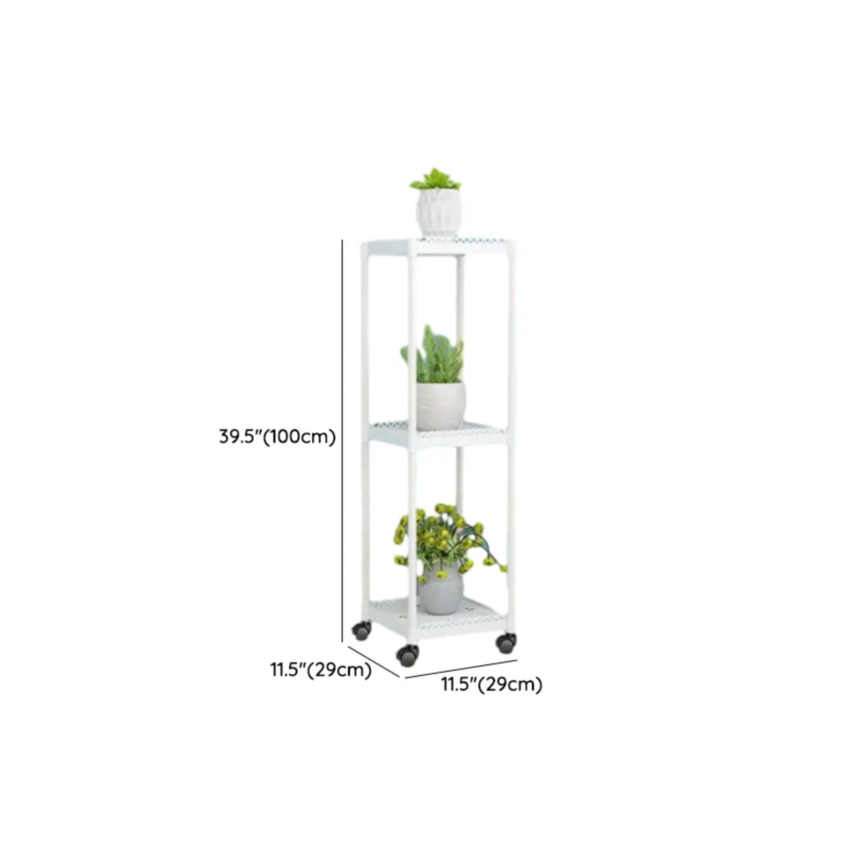 Modern White Square Polymer Indoor Sliding Plant Stand Image - 23