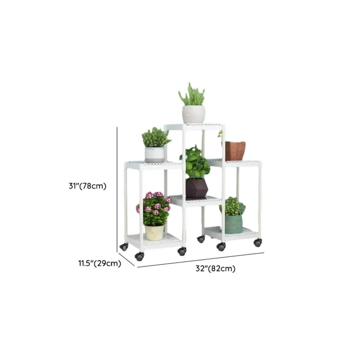 Modern White Square Polymer Indoor Sliding Plant Stand Image - 24