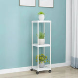 Modern White Square Polymer Indoor Sliding Plant Stand Image - 3