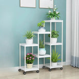 Modern White Square Polymer Indoor Sliding Plant Stand Image - 7