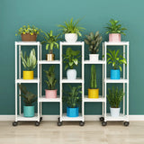 Modern White Square Polymer Indoor Sliding Plant Stand Image - 8