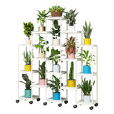 Modern White Square Polymer Indoor Sliding Plant Stand Image - 9