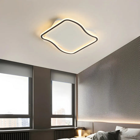 Modern White Square Wavy LED Flush Mount Ceiling Light Image - 2