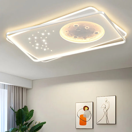 Modern White Starry Rectangle Flush Mount Ceiling Light Image - 1