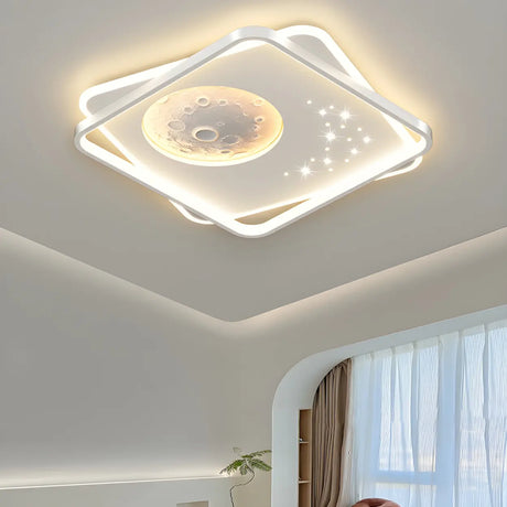 Modern White Starry Rectangle Flush Mount Ceiling Light Image - 2