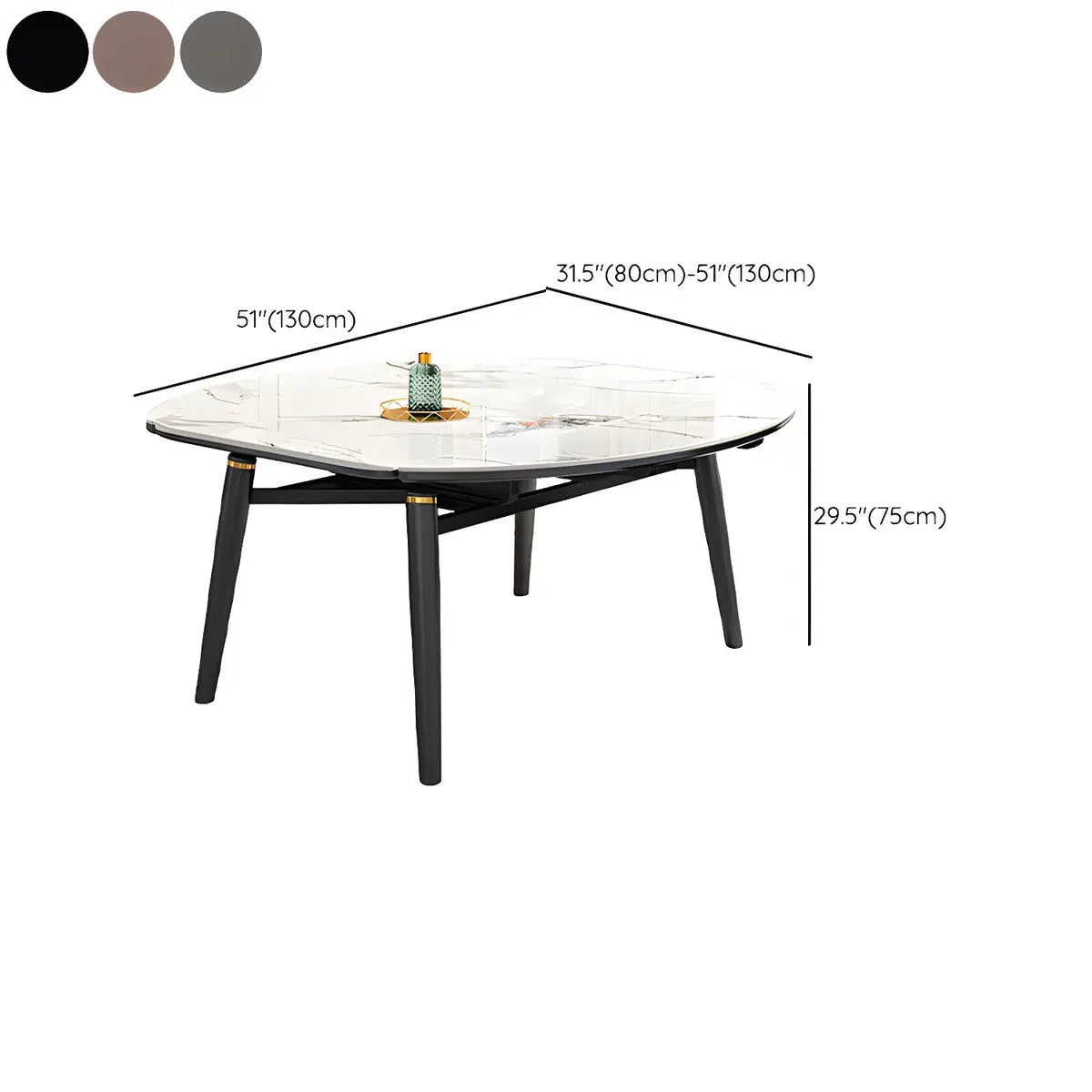 Modern White Stone Kitchen Round Extendable Dining Tables 