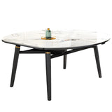 Modern White Stone Kitchen Round Extendable Dining Tables Image - 5