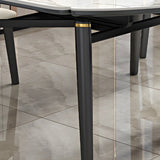 Modern White Stone Kitchen Round Extendable Dining Tables Image - 9