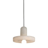 Modern White Stone Round Dining Room Pendant Light Image - 5