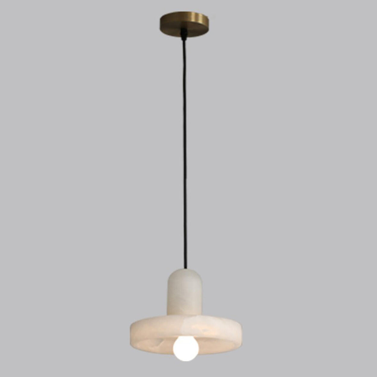 Modern White Stone Round Dining Room Pendant Light Image - 6