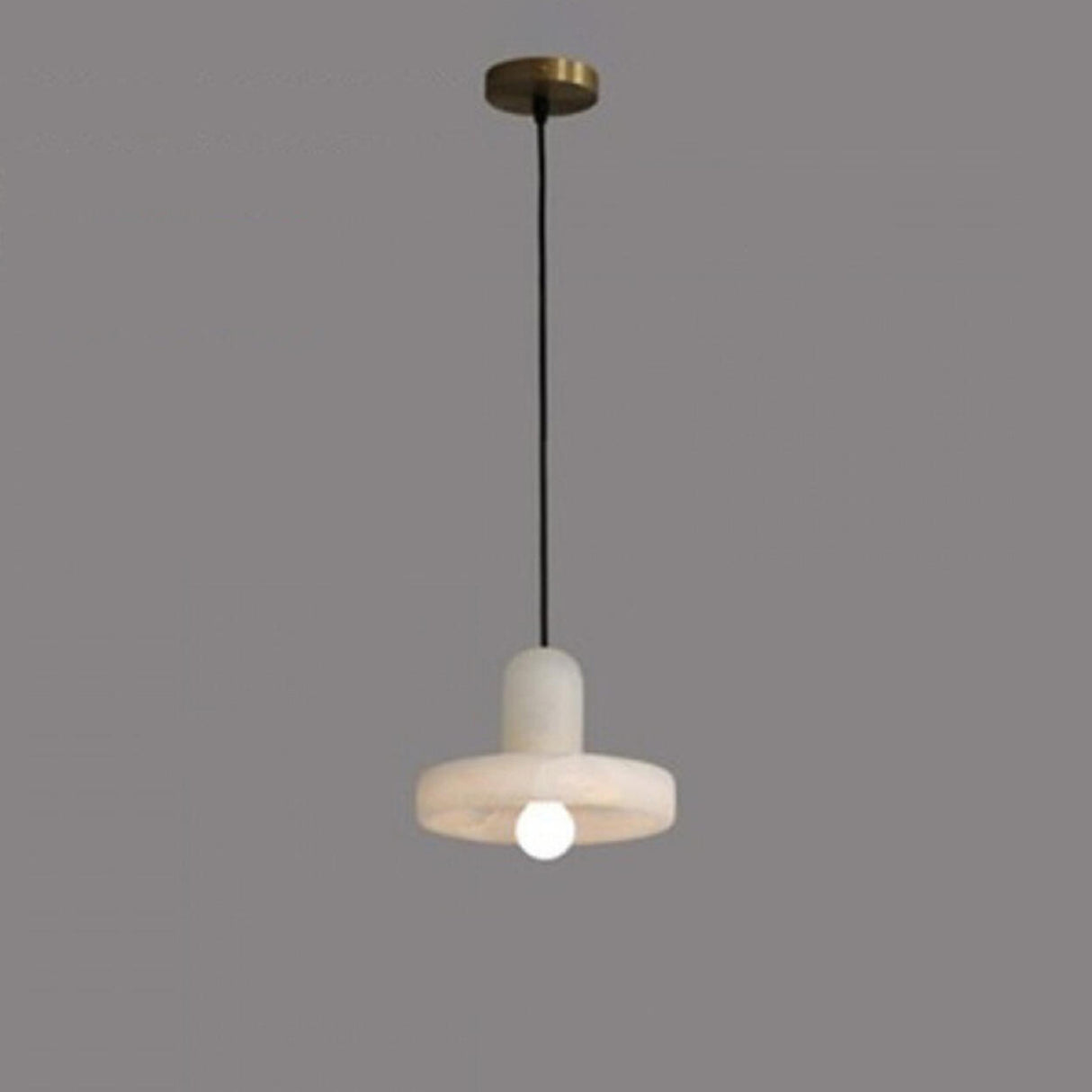 Modern White Stone Round Dining Room Pendant Light Image - 7