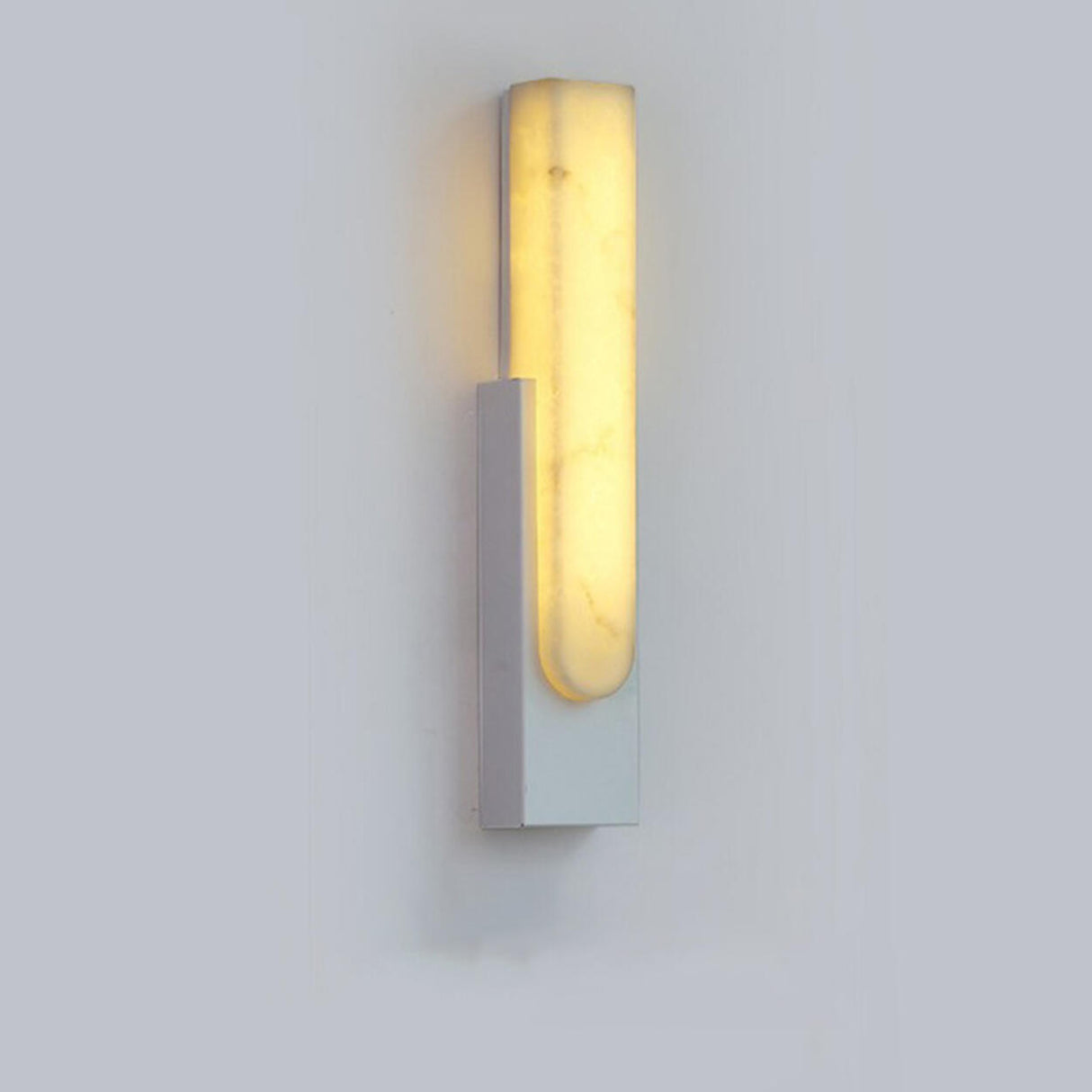 Modern White Stone Shade Black Vertical Wall Sconce Image - 10