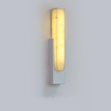 Modern White Stone Shade Black Vertical Wall Sconce Image - 10