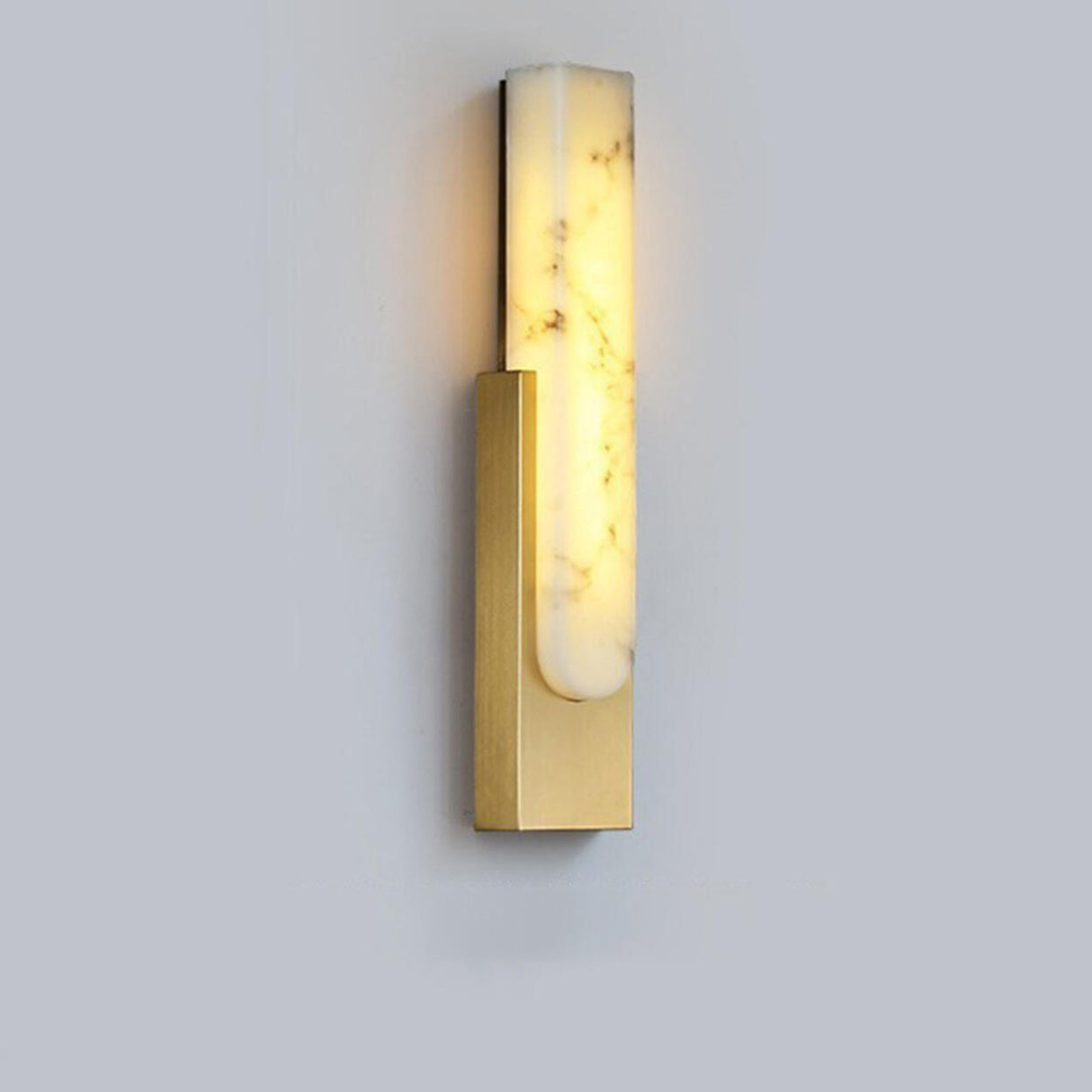 Modern White Stone Shade Black Vertical Wall Sconce Image - 11