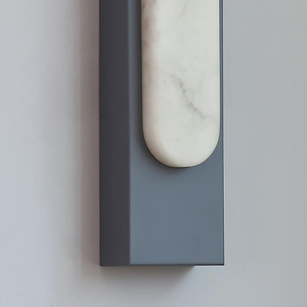 Modern White Stone Shade Black Vertical Wall Sconce Image - 13