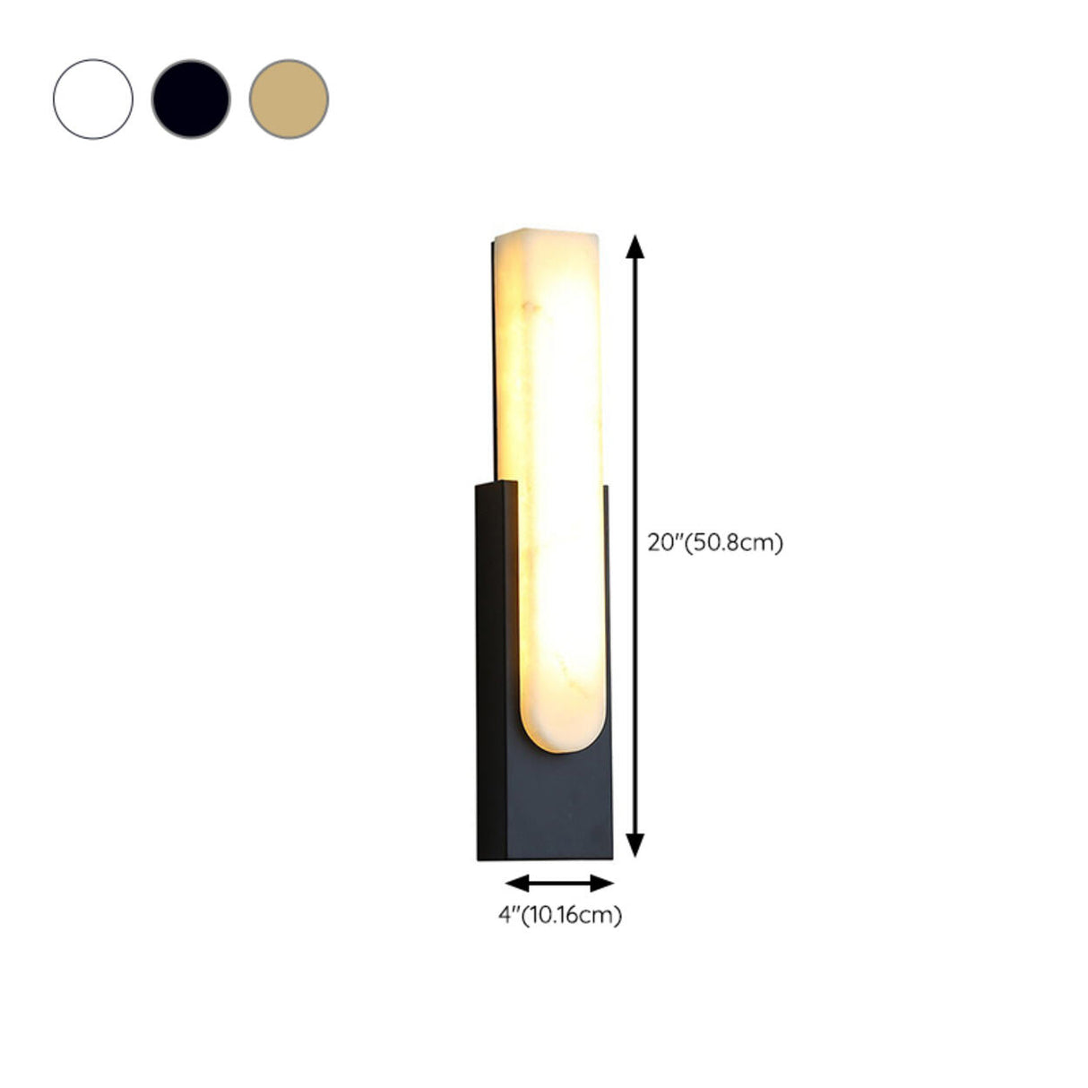 Modern White Stone Shade Black Vertical Wall Sconce 