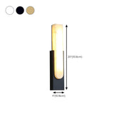 Modern White Stone Shade Black Vertical Wall Sconce #size