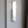 Modern White Stone Shade Black Vertical Wall Sconce Image - 3