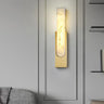 Modern White Stone Shade Black Vertical Wall Sconce Image - 4