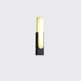 Modern White Stone Shade Black Vertical Wall Sconce Image - 6