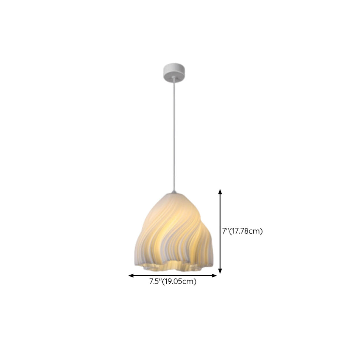 Modern White Swirl Dome Angular Glass Pendant Light Image - 15