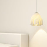 Modern White Swirl Dome Angular Glass Pendant Light Image - 4