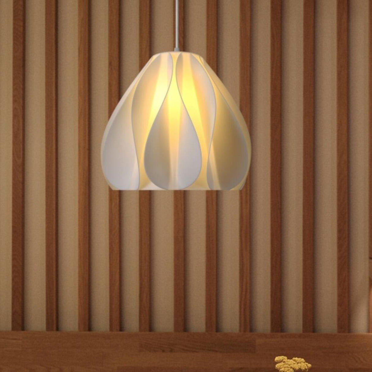 Modern White Swirl Dome Angular Glass Pendant Light Image - 6