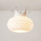 Modern White Swirl Drum Pendant Light Adjustable Height Image - 12