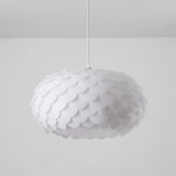 Modern White Swirl Drum Pendant Light Adjustable Height Image - 13