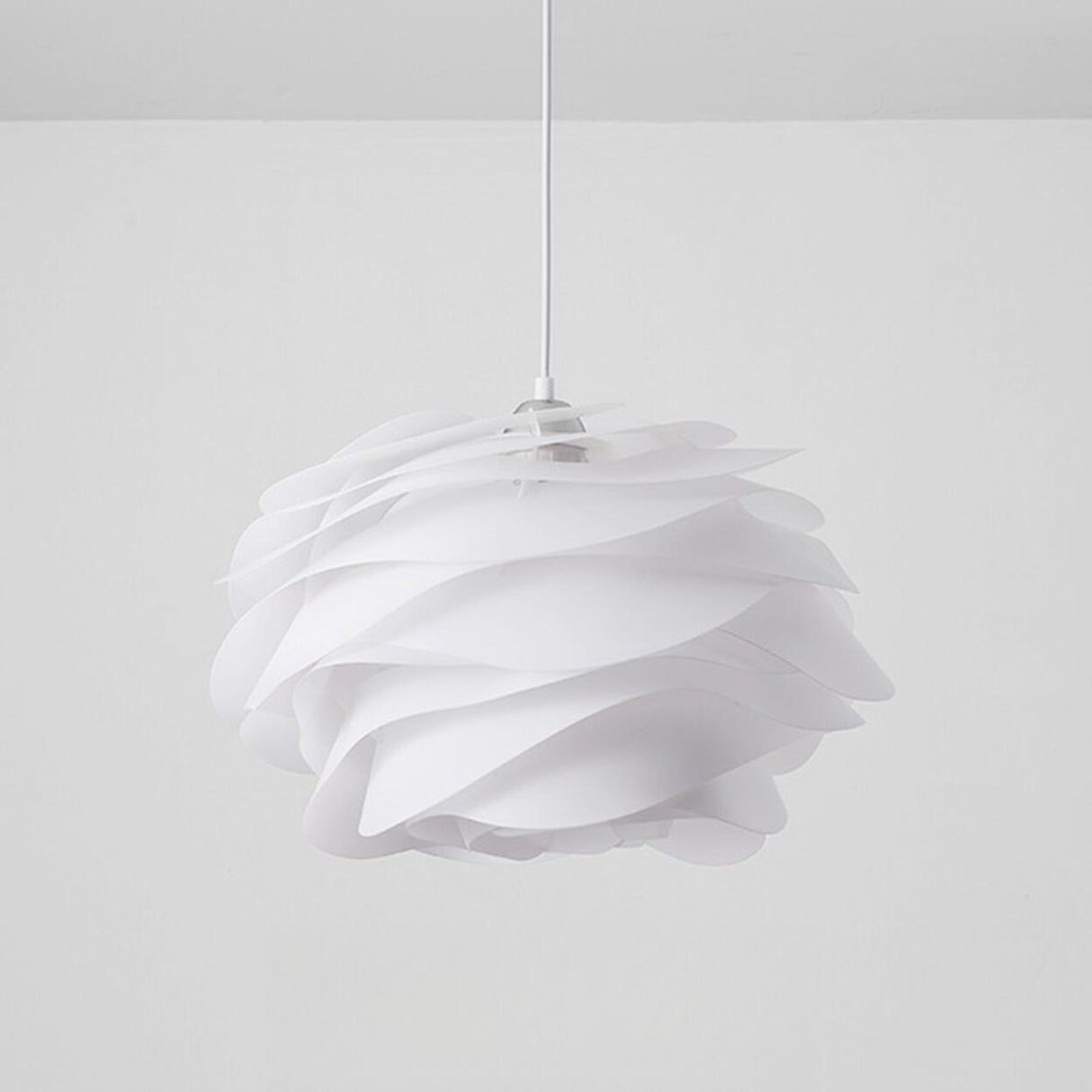 Modern White Swirl Drum Pendant Light Adjustable Height Image - 14