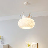 Modern White Swirl Drum Pendant Light Adjustable Height Image - 2