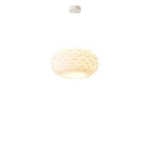 Modern White Swirl Drum Pendant Light Adjustable Height Image - 5