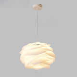 Modern White Swirl Drum Pendant Light Adjustable Height Image - 7