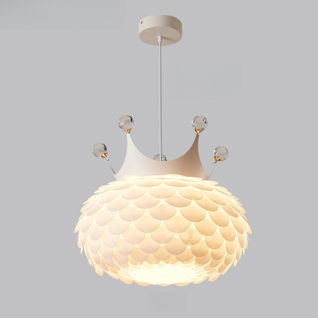 Modern White Swirl Drum Pendant Light Adjustable Height Image - 9