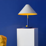 Modern White Tapered Fabric Shade Bedroom Table Lamp Image - 3