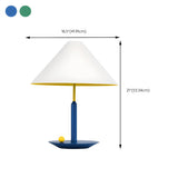 Modern White Tapered Fabric Shade Bedroom Table Lamp #size