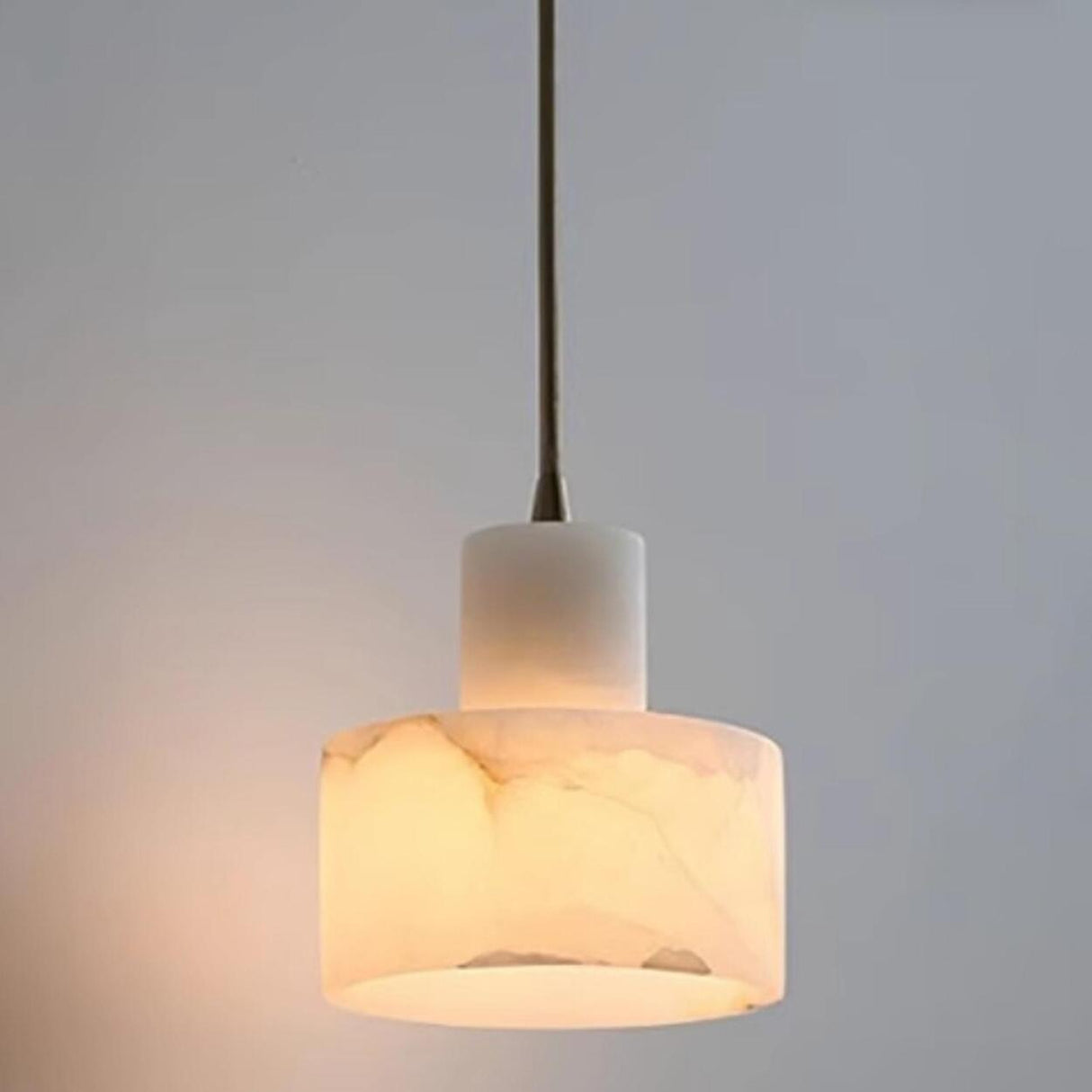 Modern White Texture Stone LED Cylinder Pendant Light Image - 5