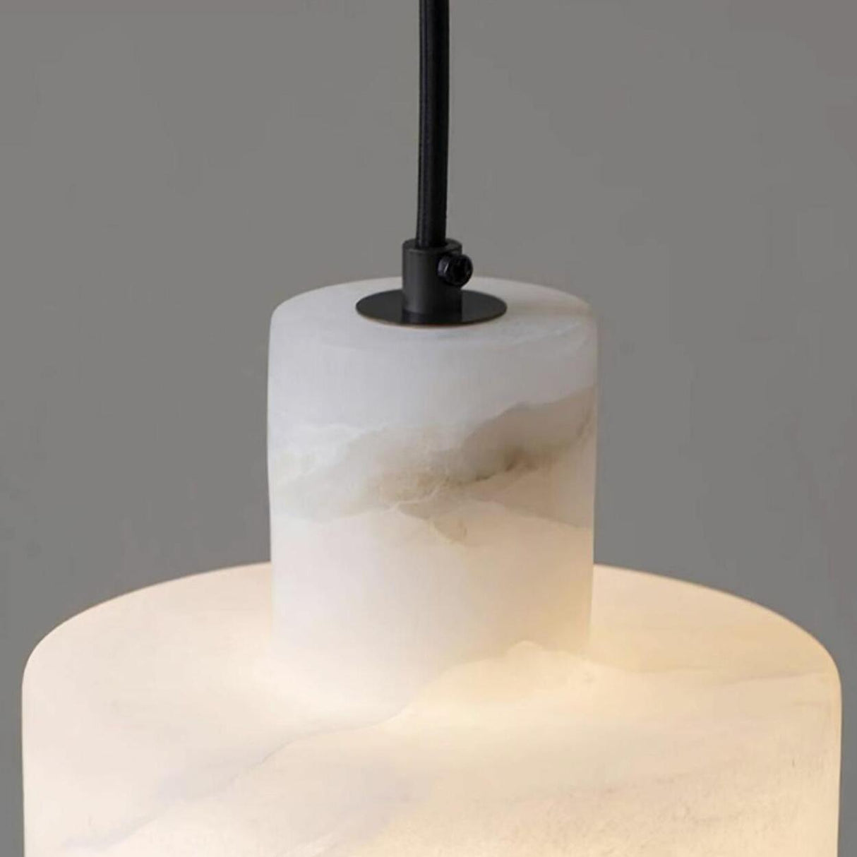 Modern White Texture Stone LED Cylinder Pendant Light Image - 7