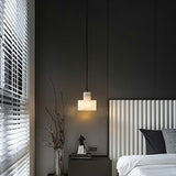 Modern White Texture Stone LED Cylinder Pendant Light Image - 9