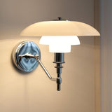 Modern White Tiered Glass and Chrome Wall Sconce Image - 1