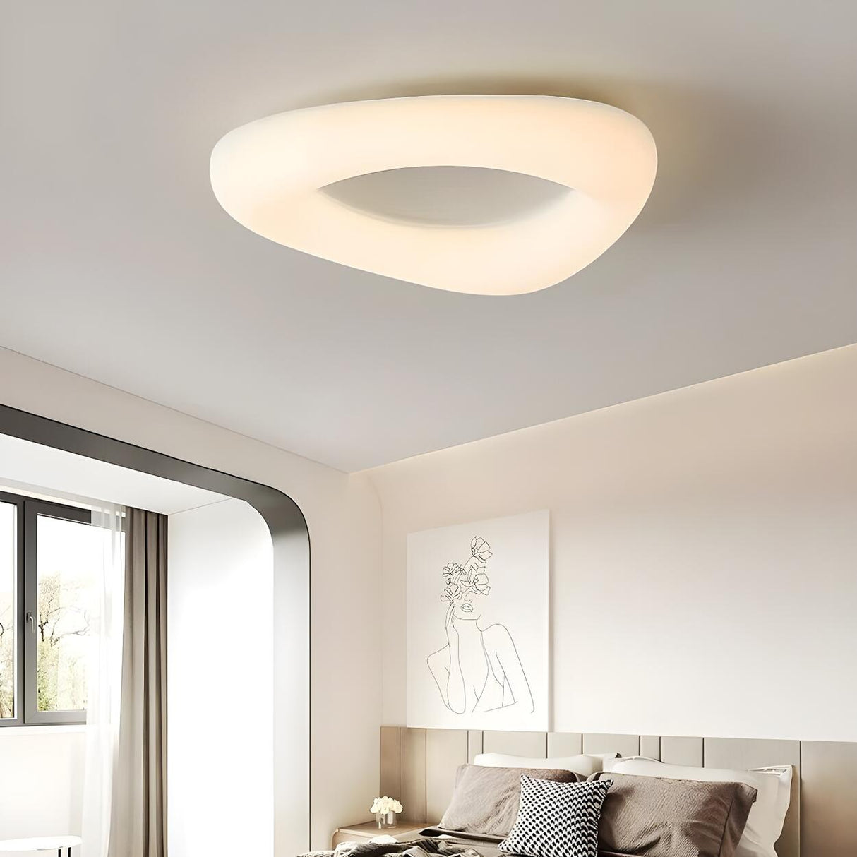 Modern White Triangle Resin Flush Mount Ceiling Light Image - 3