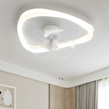 Modern White Triangular Flush Ceiling Fan with Light Image - 1