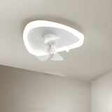 Modern White Triangular Flush Ceiling Fan with Light Image - 11