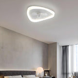 Modern White Triangular Flush Ceiling Fan with Light Image - 14