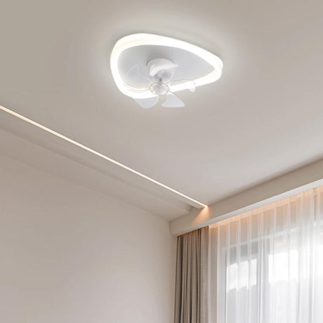 Modern White Triangular Flush Ceiling Fan with Light Image - 2